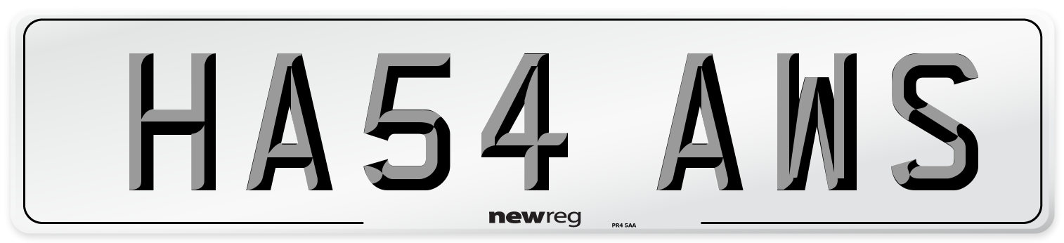 HA54 AWS Number Plate from New Reg